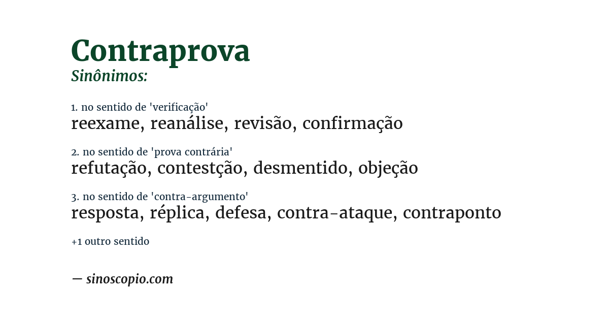 Sinônimo de contraprova