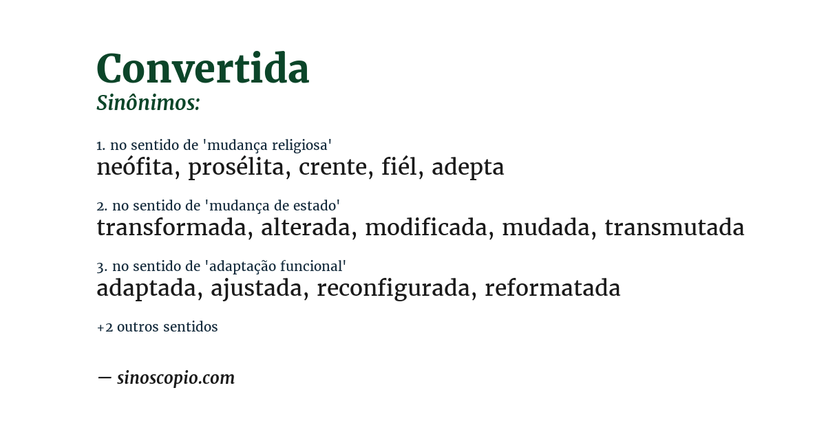 Sinônimo de convertida