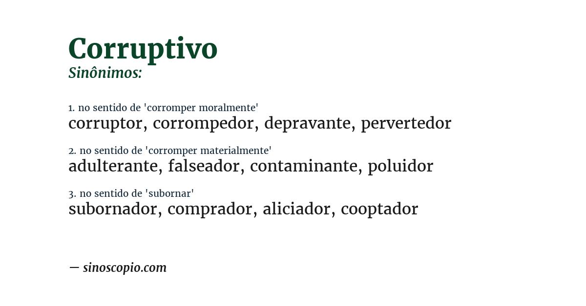 Sinônimo de corruptivo