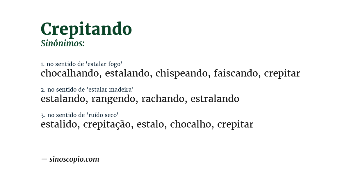 Sinônimo de crepitando