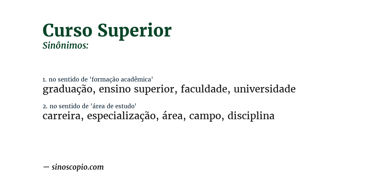 Sinônimo de curso superior