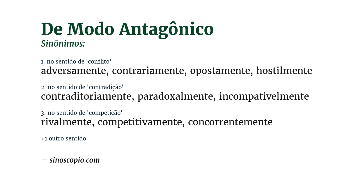 Sinônimo de de modo antagônico
