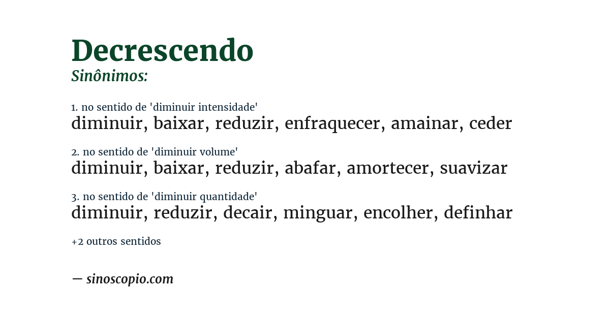 Sinônimo de decrescendo