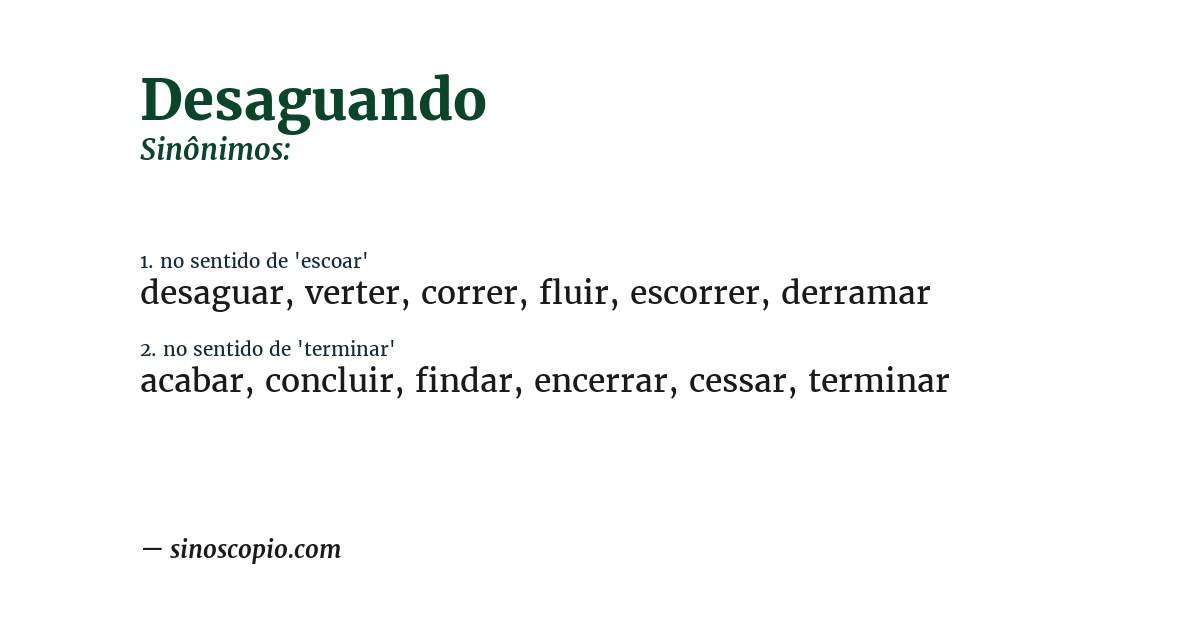 Sinônimo de desaguando