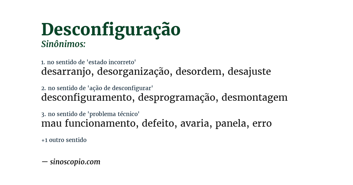 Sinônimo de desconfiguração