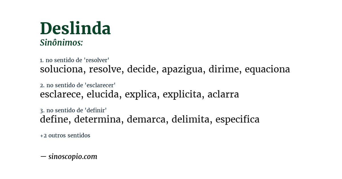 Sinônimo de deslinda