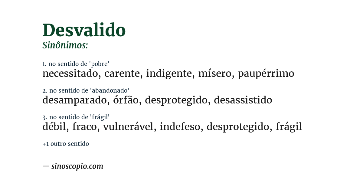 Sinônimo de desvalido