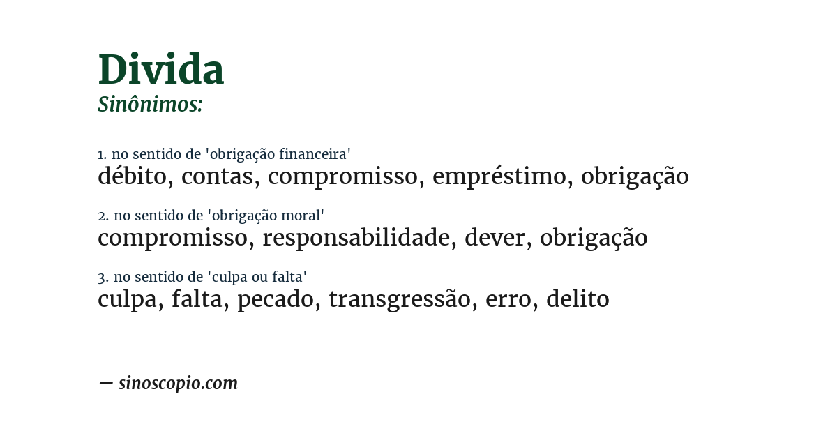 Sinônimo de divida