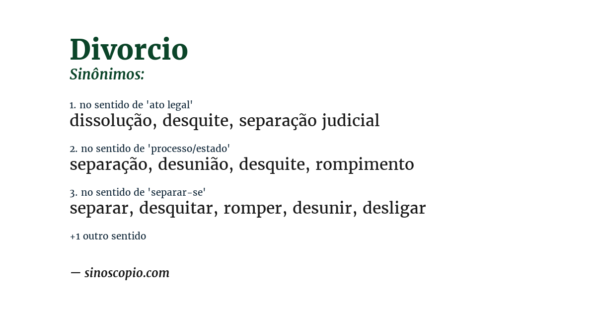 Sinônimo de divorcio