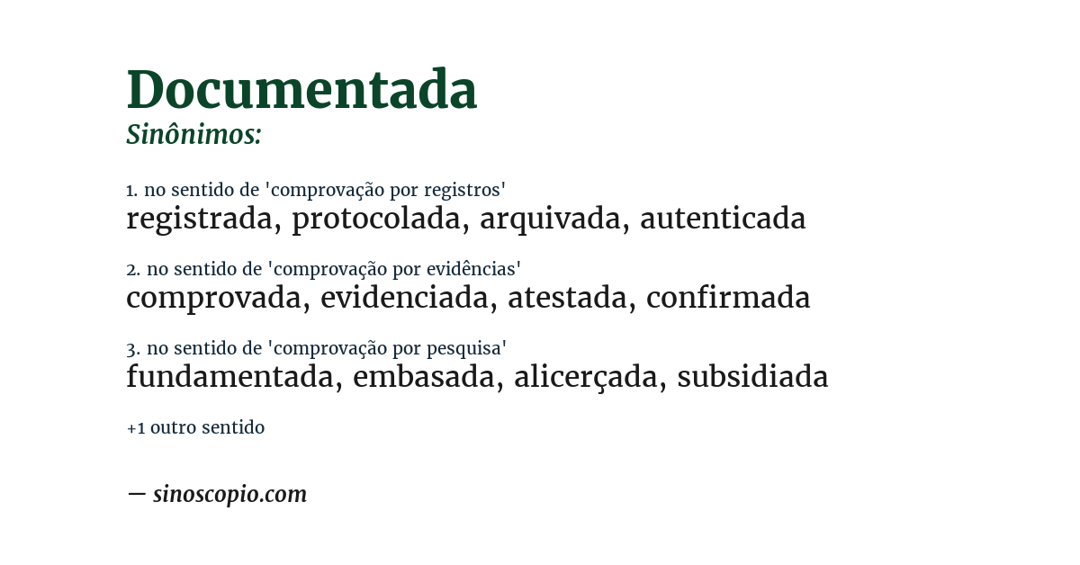 Sinônimo de documentada