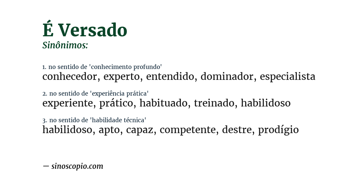 Sinônimo de é versado