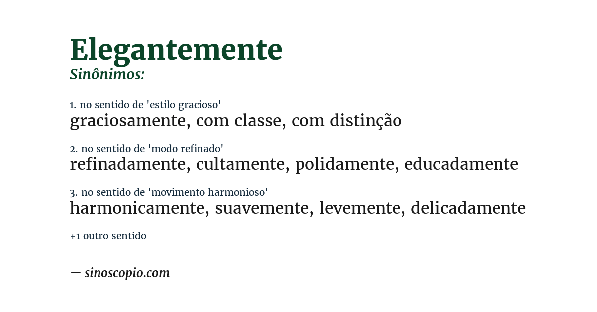 Sinônimo de elegantemente
