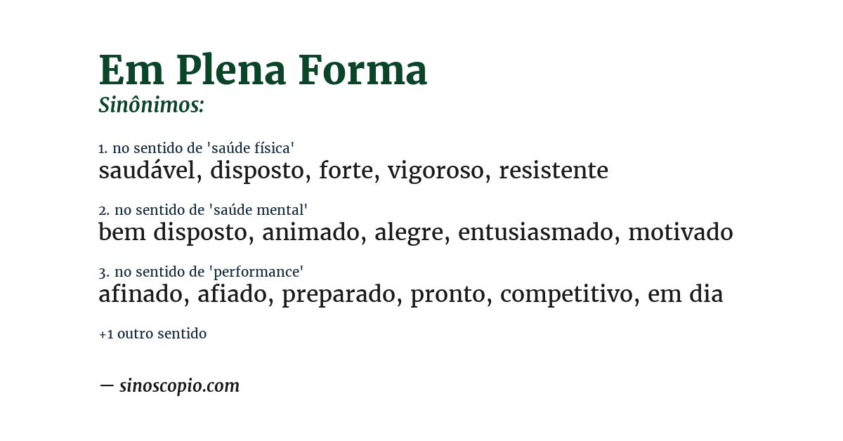 Sinônimo de em plena forma