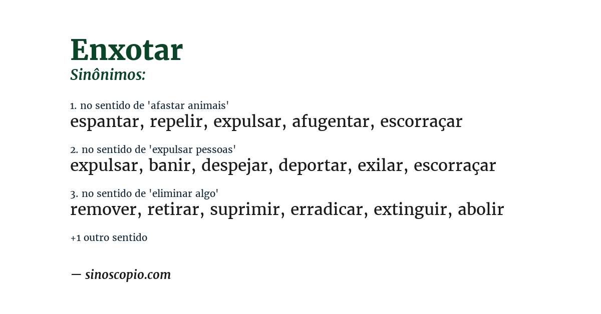 Sinônimo de enxotar