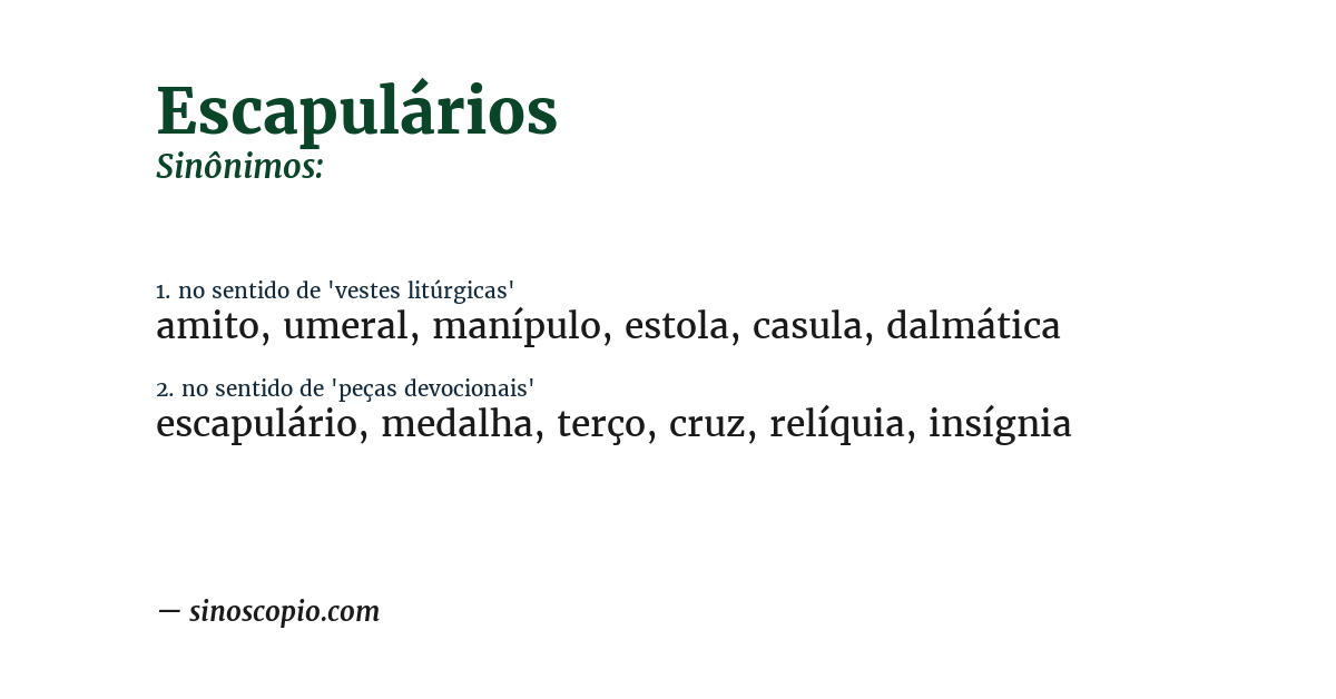 Sinônimo de escapulários