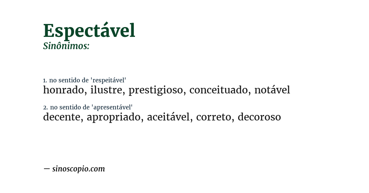 Sinônimo de espectável