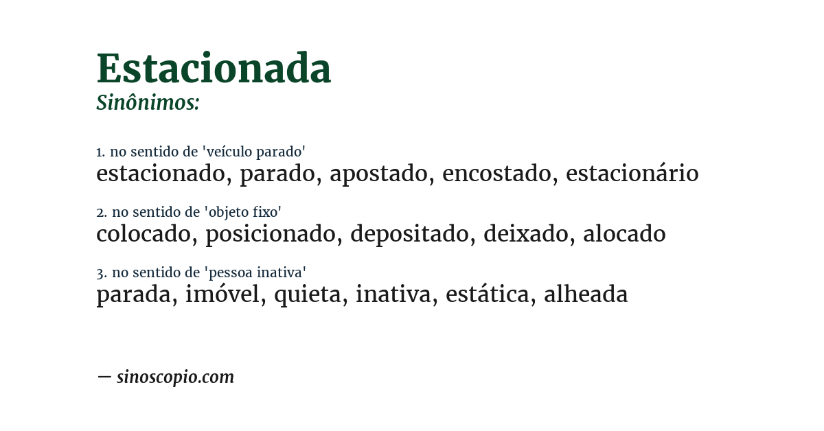 Sinônimo de estacionada
