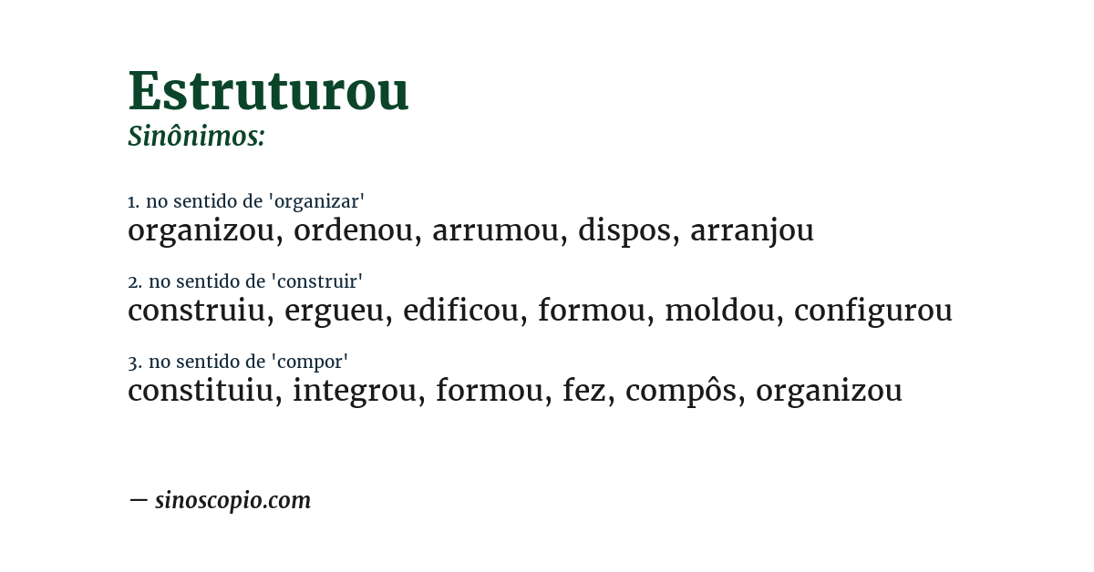 Sinônimo de estruturou