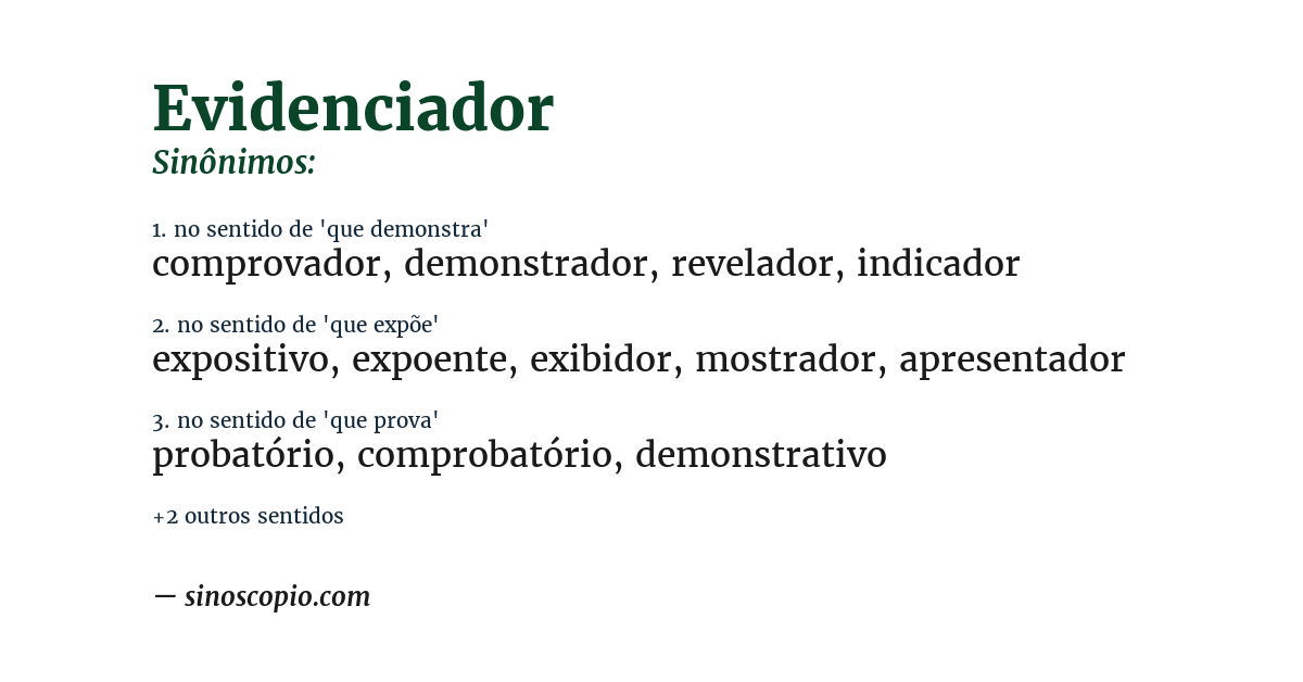 Sinônimo de evidenciador