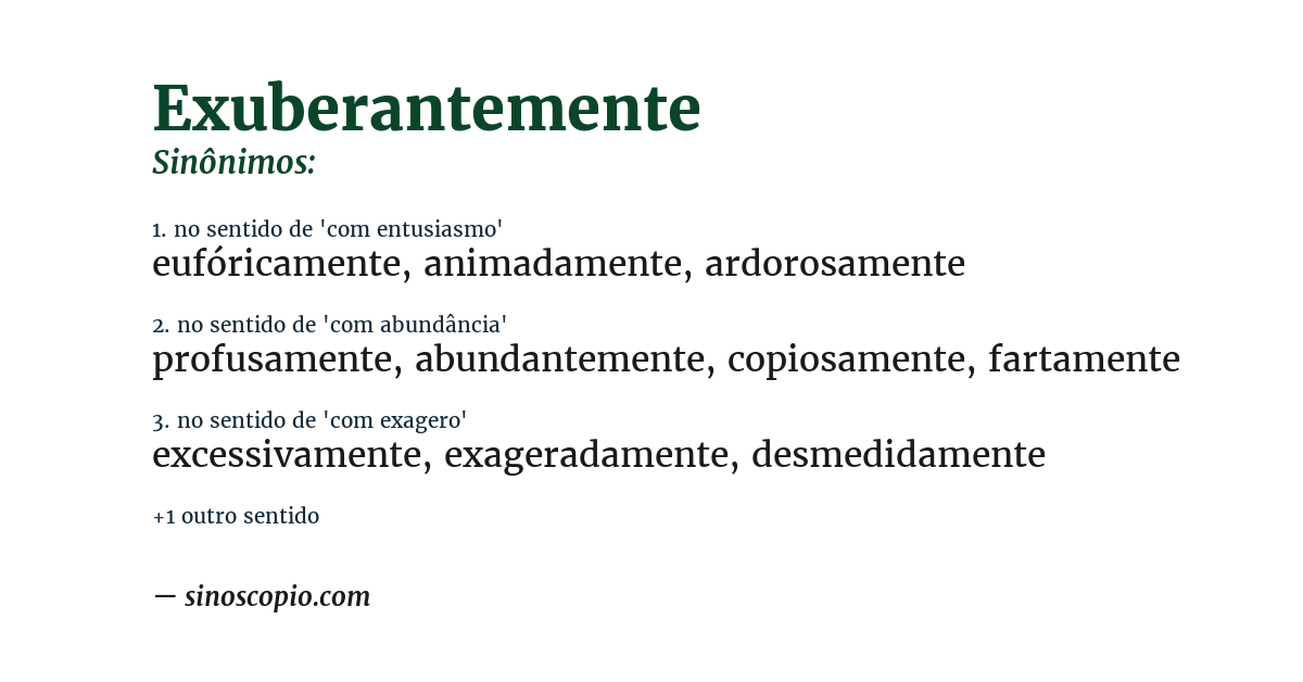 Sinônimo de exuberantemente