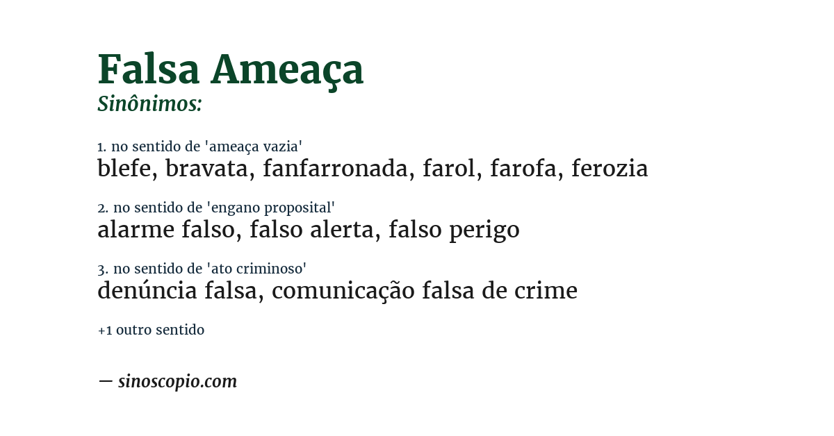 Sinônimo de falsa ameaça