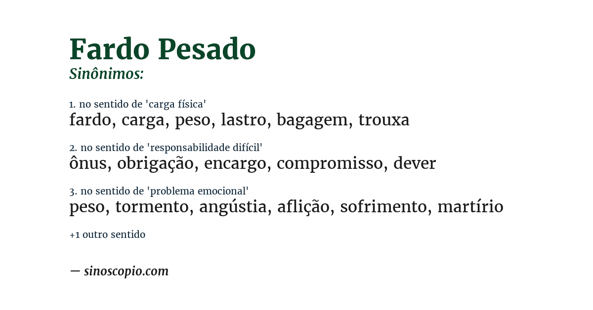 Sinônimo de fardo pesado