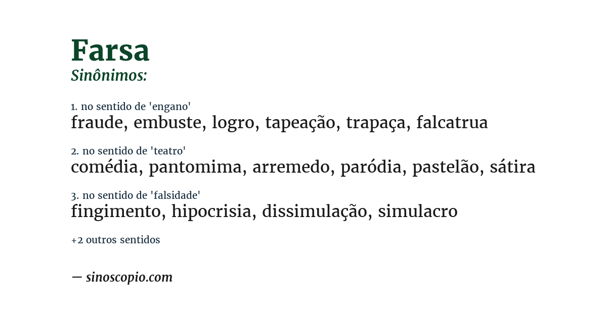 Sinônimo de farsa