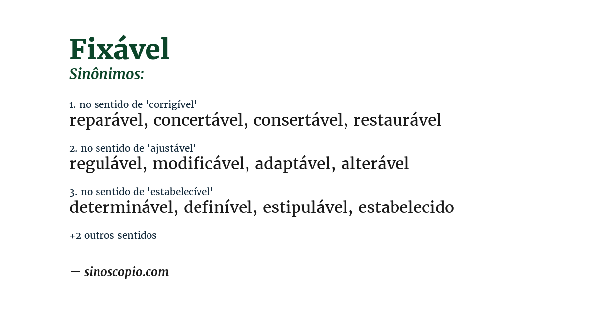 Sinônimo de fixável