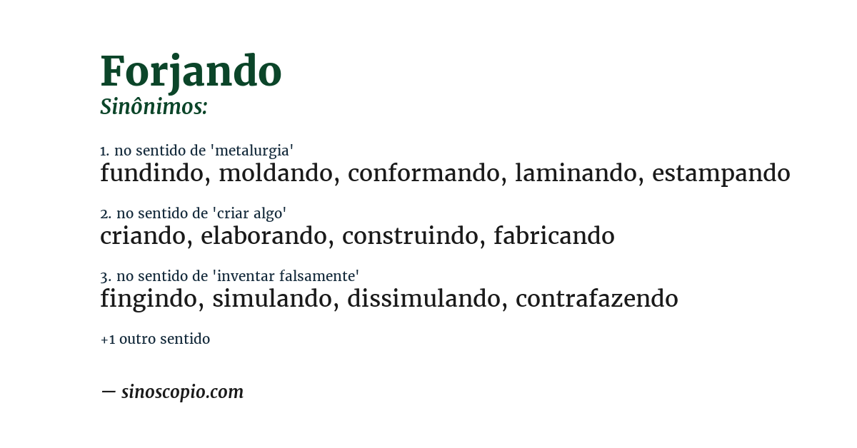 Sinônimo de forjando