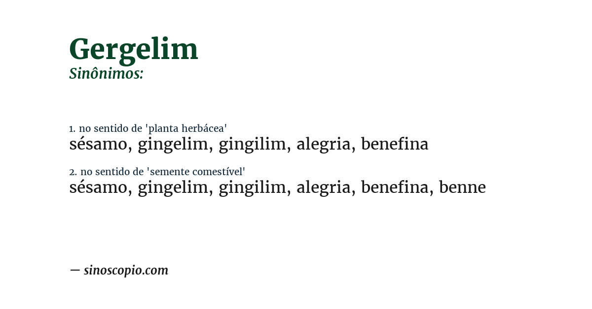 Sinônimo de gergelim