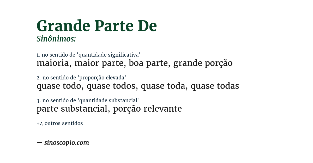 Sinônimo de grande parte de