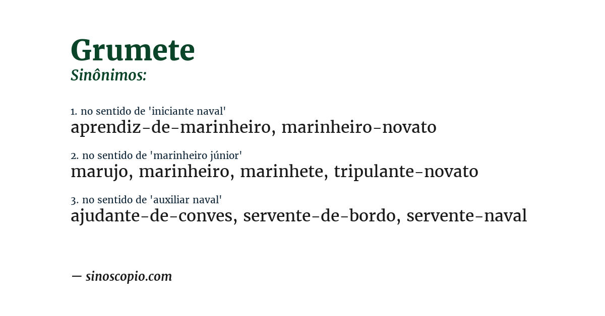Sinônimo de grumete