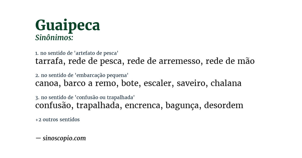 Sinônimo de guaipeca