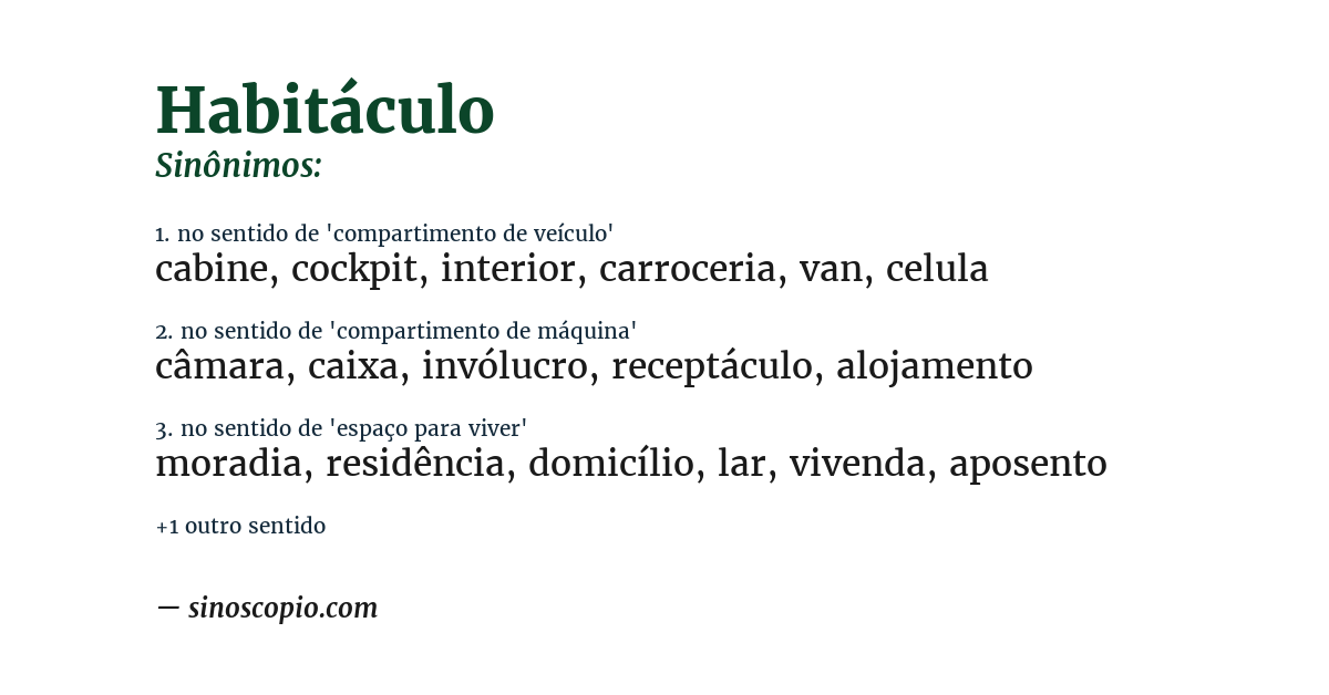 Sinônimo de habitáculo