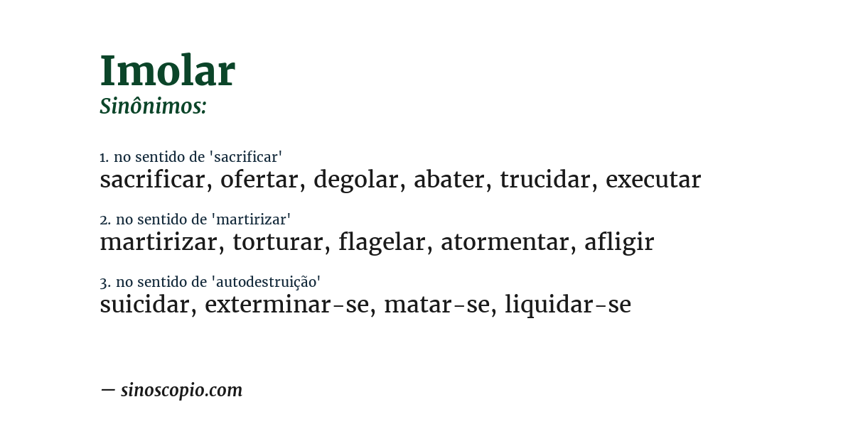 Sinônimo de imolar