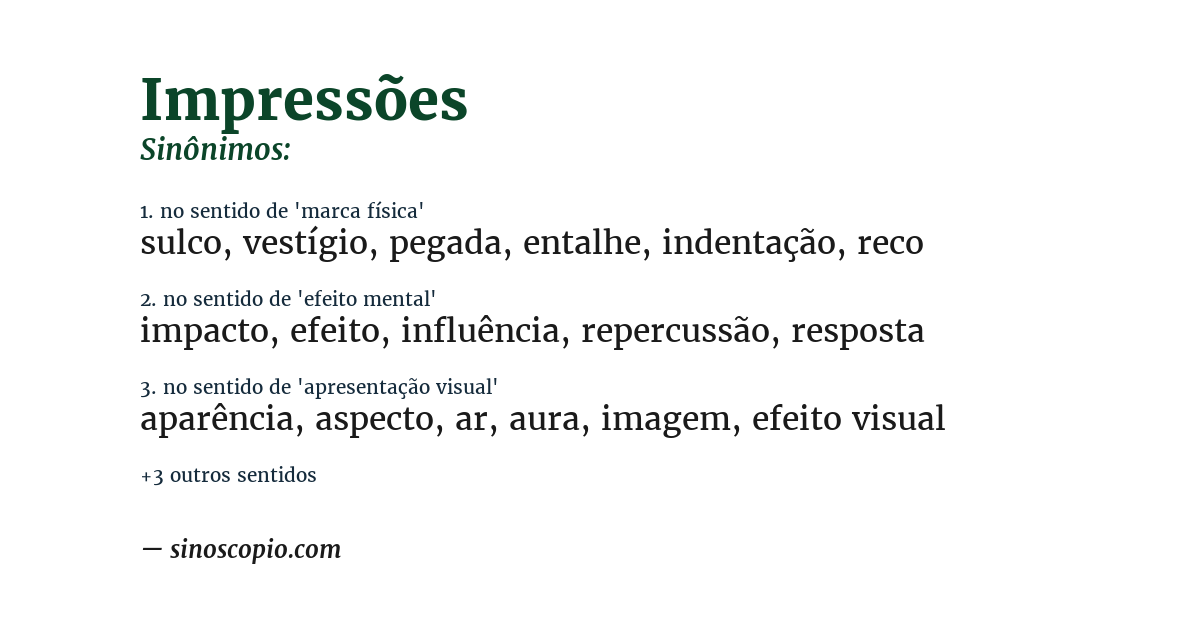 Sinônimo de impressões