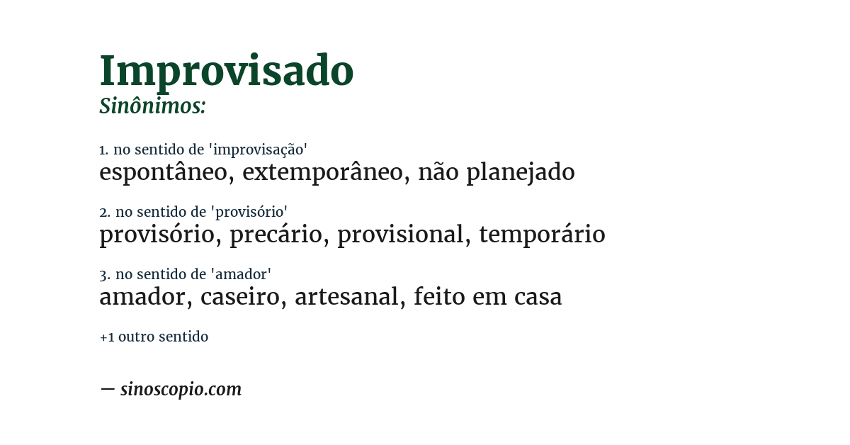 Sinônimo de improvisado