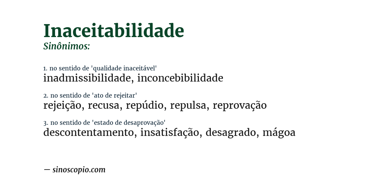 Sinônimo de inaceitabilidade