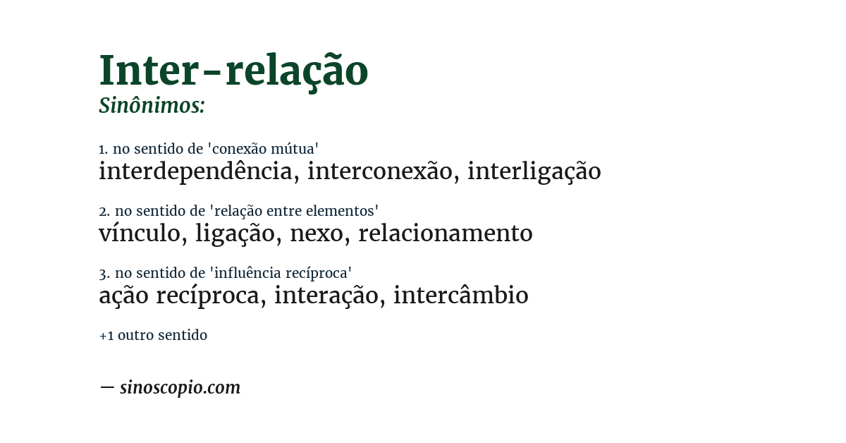 Sinônimo de inter-relação