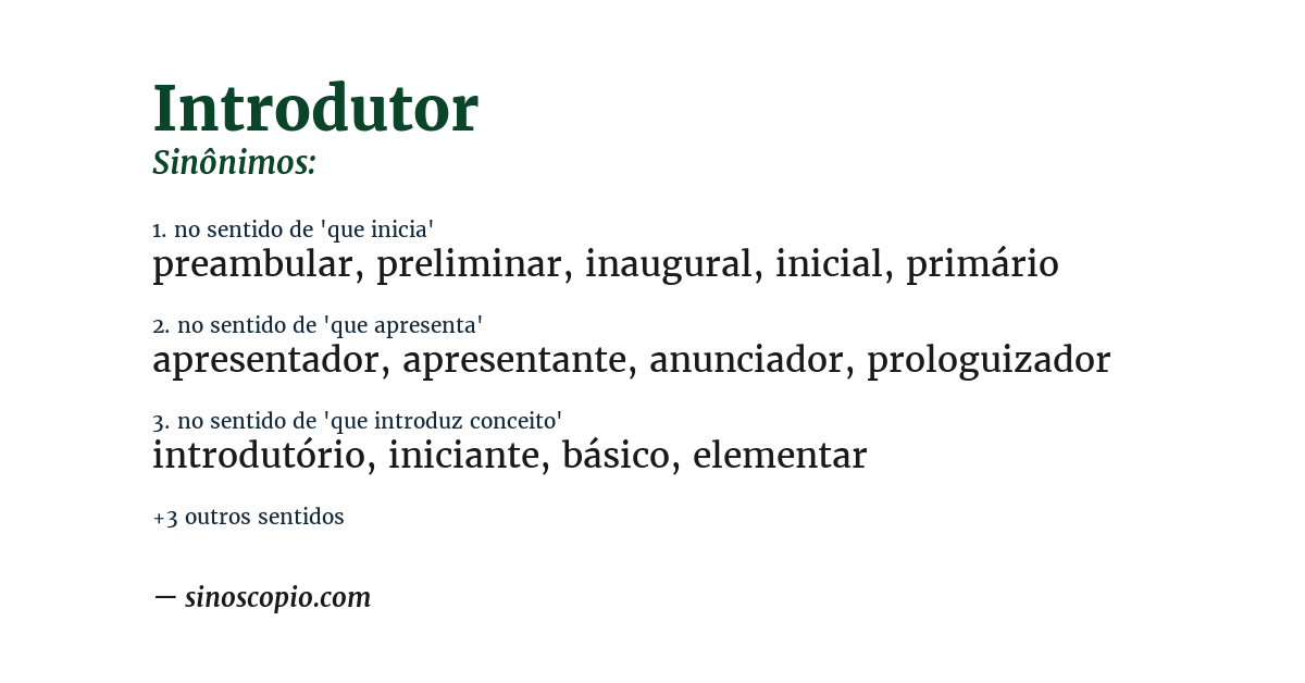 Sinônimo de introdutor