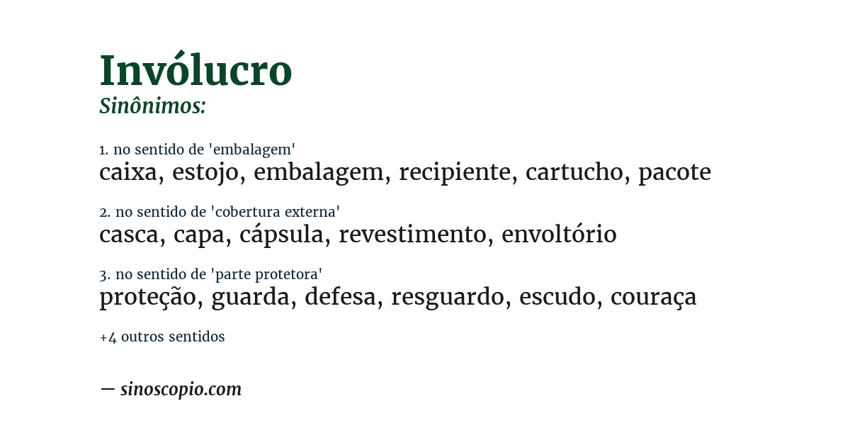 Sinônimo de invólucro