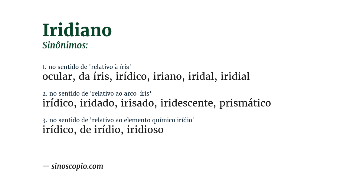 Sinônimo de iridiano