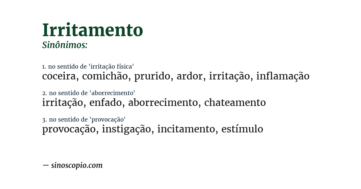 Sinônimo de irritamento