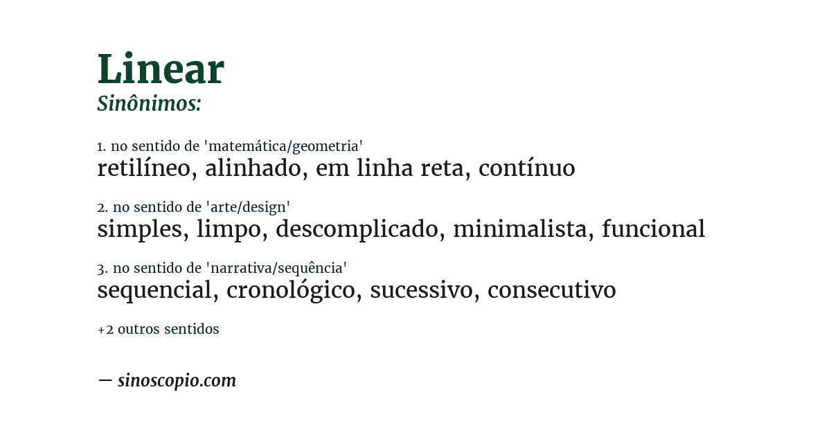 Sinônimo de linear
