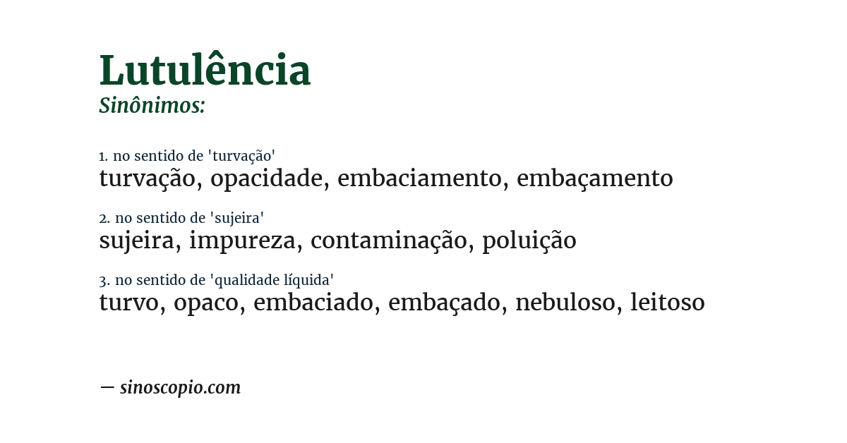 Sinônimo de lutulência
