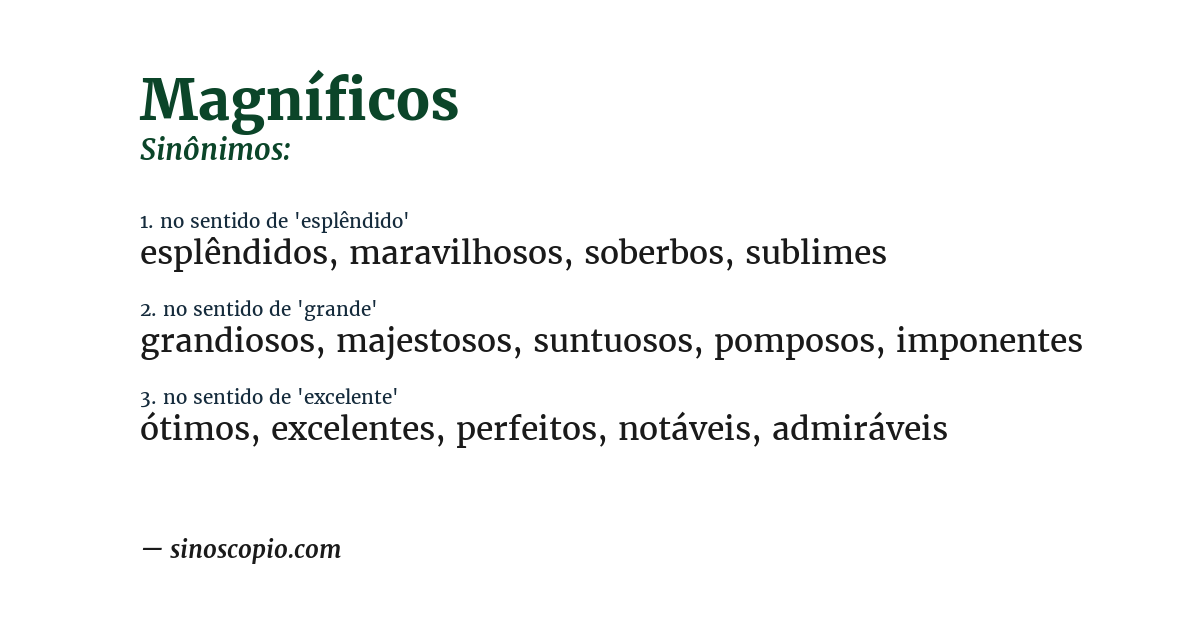Sinônimo de magníficos