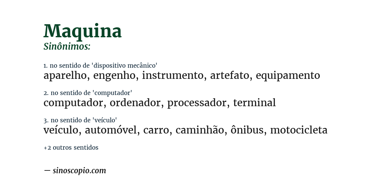 Sinônimo de maquina