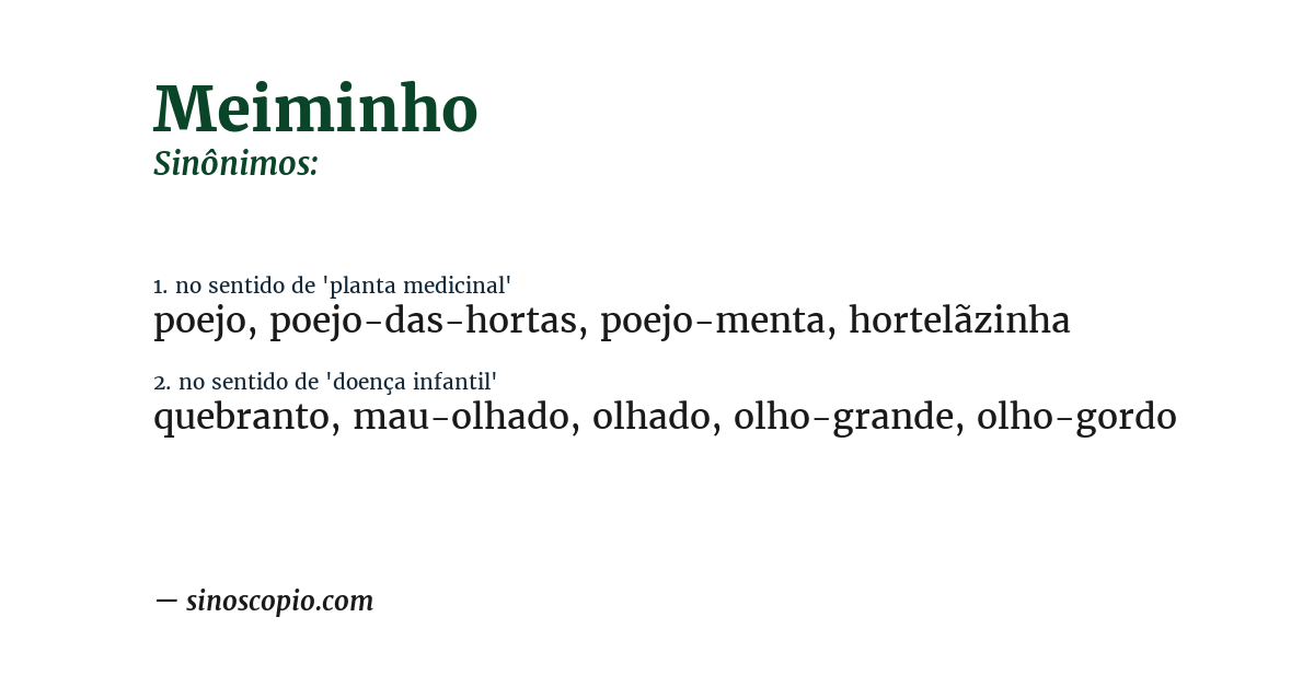 Sinônimo de meiminho