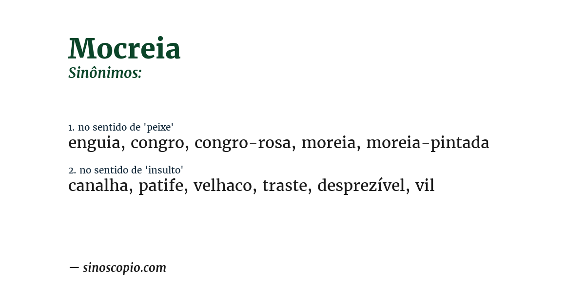 Sinônimo de mocreia