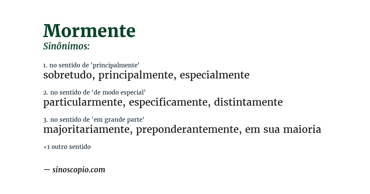 Sinônimo de mormente